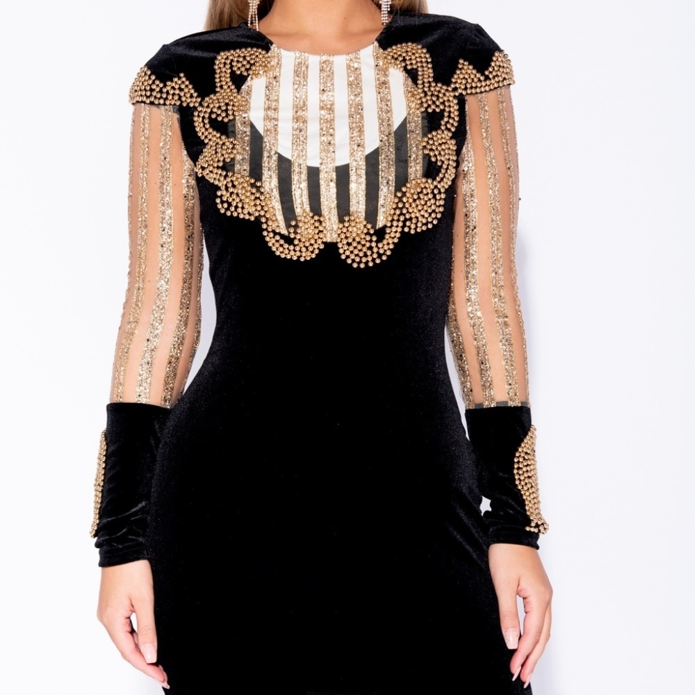 LAST ONE!NWT Velvet Long Sleeve Bodycon Mini Dress - Picture 6 of 8